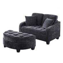 Multifunctional Sofa, 2-In-1 Sofa Bed, Storage Ottoman, Breathable Skin- Fabric, - Eucalyptus Wood, Suitable For Small Living Rooms, Studies, And Bedrooms. - 黑色 - 查看 10