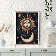 1pc DIY Sun And Moon Theme 5D Diamond Painting Kit, Suitable For Adult Beginners DIY Mosaic Diamond Art, Full Drill Handmade Enthusiasts Self-Design DIY Diamond Painting, Suitable For Living Room, Bedroom, Office Wall Decoration Hanging Painting, Surprise Holiday Home Decor Gift For Family And Friends, Unframed [30*40cm/11.8*15.7in][40*50cm/15.7/19.7in] - No Frame - View 5