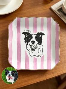 Customized Jewelry Tray,Ceramic Ring Dish,Jewelry Display Plate, Customized Best Pet Portrait Jewelry Tray,Can Customize Photos And PersonalizedText - Multicolor - View 4