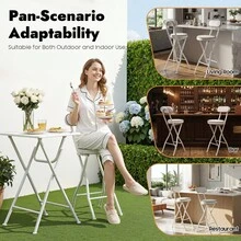 SHIOUCY 2 White Bar Stools Portable Folding Stool Padded Folding High Chairs Bar Stool Counter Stool Bar Chair - White - View 4