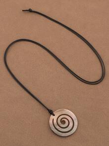 SUPBORA 1pc Fashionable Natural Shell Spiral Swirl Pendant On Wax Rope Necklace Suitable For Women Girls Jewelry Gift - Multicolor - View 9