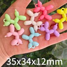 12pcs DIY Cartoon Balloon Dog Pendants, Random Color, Cute Colorful Acrylic Dog Charms, Suitable For Handmade Keychains, Phone Cases - Multicolor - View 3