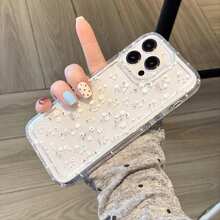 Funda Transparente para Teléfono con Patrón de Crisantemo Blanco, Cubierta Protectora a Prueba de Golpes, Accesorio para Teléfono Móvil Compatible con iPhone 11 12 13 14 15 16 17, Puede ser regalada a buenos amigos. - transparente - Ver 4