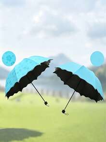 1 pieza Paraguas mágico que cambia de color, el patrón floral aparece cuando se moja, paraguas mini portátil plegable con protección UV contra el sol y la lluvia, adecuado para viajes, vacaciones y desplazamientos diarios - Multicolor - Ver 8