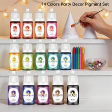 14 Colors 10ml Liquid Decorative Paint Set, Suitable For Theme Display Accessories, Party Props, Holiday Decorations, Resin Crafts And DIY Handmade Works Surface Embellishment, Non-Edible - Multicolor - View 2
