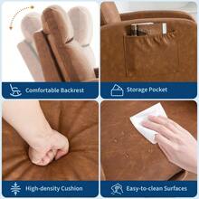 Rocking Chair With Foot Rest, Modern Teddy Glider Rocking Chair With Wood Legs And Side Pocket - 巧克力棕 - View 4