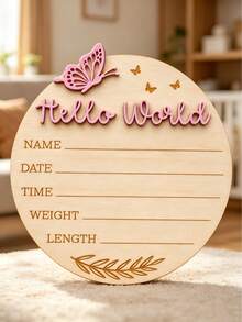 1pc Wooden Baby Birth Milestone Announcement Sign, Milestone Photography Prop, Wooden Newborn Announcement Plaque, Suitable For New Parents And Baby Shower, Gift For Expectant Mothers, Newborn Welcome Sign, Includes Name And Birth Details, Photography Prop, Baptism Gift, Baby Gift Choice - Multicolor - View 11