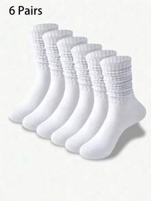 1/3/4/5/6/8/10 pares de calcetines slouch de burbuja multicolor para mujer, cómodos, clásicos, estilo europeo, hasta la rodilla, casuales, ajustados a media pantorrilla - Blanco - Ver 10