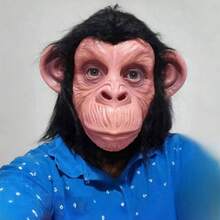 1PC Halloween Christmas Holiday Party Mask Latex Black Monkey Face Mask Ape Mask Gorilla Mask Funny Animal Full Face Head Cover Halloween Cosplay Prop - M - View 1