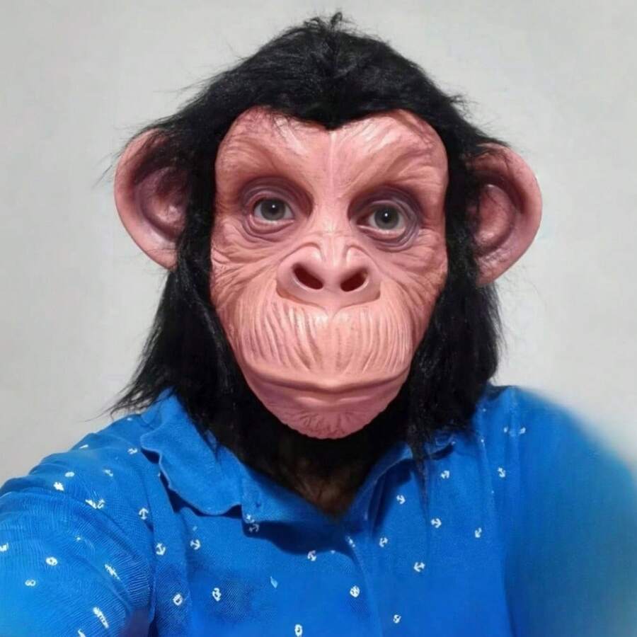 1PC Halloween Christmas Holiday Party Mask Latex Black Monkey Face Mask Ape Mask Gorilla Mask Funny Animal Full Face Head Cover Halloween Cosplay Prop - M - View 1