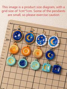 1pc Oil Painting Style Pendant, Minimalist Mysterious Style, 18K Gold Plated, 316 Stainless Steel Material, Suitable For DIY Bags, Bracelets, Waist Ropes And Other Decorative Accessories, Women's Daily Jewelry Suitable For Daily Outings, Beach, Concerts, Dates And Other Occasions - Multicolor - View 3