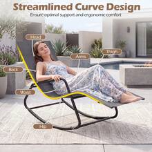 COSTWAY Outdoor Rocking Chair, Patio Lounge Chair With Curved Armrests & Back Support Bar, Breathable Fabric & Solid Metal Frame, Modern Chaise Lounge Chair For Garden, Porch, Balcony, Backyard, Grey - A - View 6