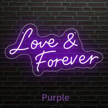 Letrero de Neón LED Love & Forever de 12 Colores, Luz de Neón Acrílica con Cita Romántica Ajustable, Lámpara Decorativa Colgante de Pared Alimentada por USB para Dormitorio, Boda, Fiesta, Aniversario, Bar, Cafetería, Decoración Ideal para el Dulce Hogar y Regalo de Festival para Amantes & Decoración Interior - Amor y para siempre - Ver 18