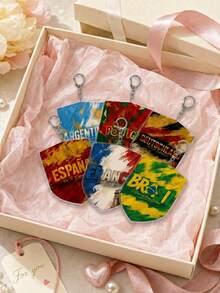1pc/6style 2026 World Cup Themed Soccer National Team Shield Acrylic Keychain, Argentina, Portugal, Brazil, France, Germany, Spain Fan Exclusive Merchandise, Creative Sports Style Backpack Pendant, Car Rearview Mirror Ornament, Creative Gift For Boyfriend/Brother, Tournament Celebration Souvenir Phone Accessory - Multicolor - View 5
