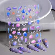 Pegatinas de uñas 5D para arte de uñas, 3 hojas de calcomanías autoadhesivas, linda mascota, pegatinas 3D para uñas, pegatinas para Uñas (gatos y perros 5D) - Peces dorados y sirenas 5d - Ver 5