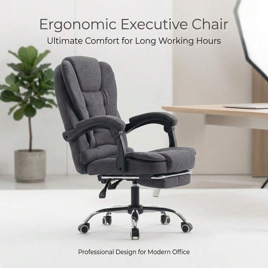 Adjustable Vanity Chair, Administrative Desk Chairs, Padded Seat Chair For Comfortable Sitting Without Fatigue, Protects The Spine, Suitable For Entertainment And Office Use - Grey - View 1