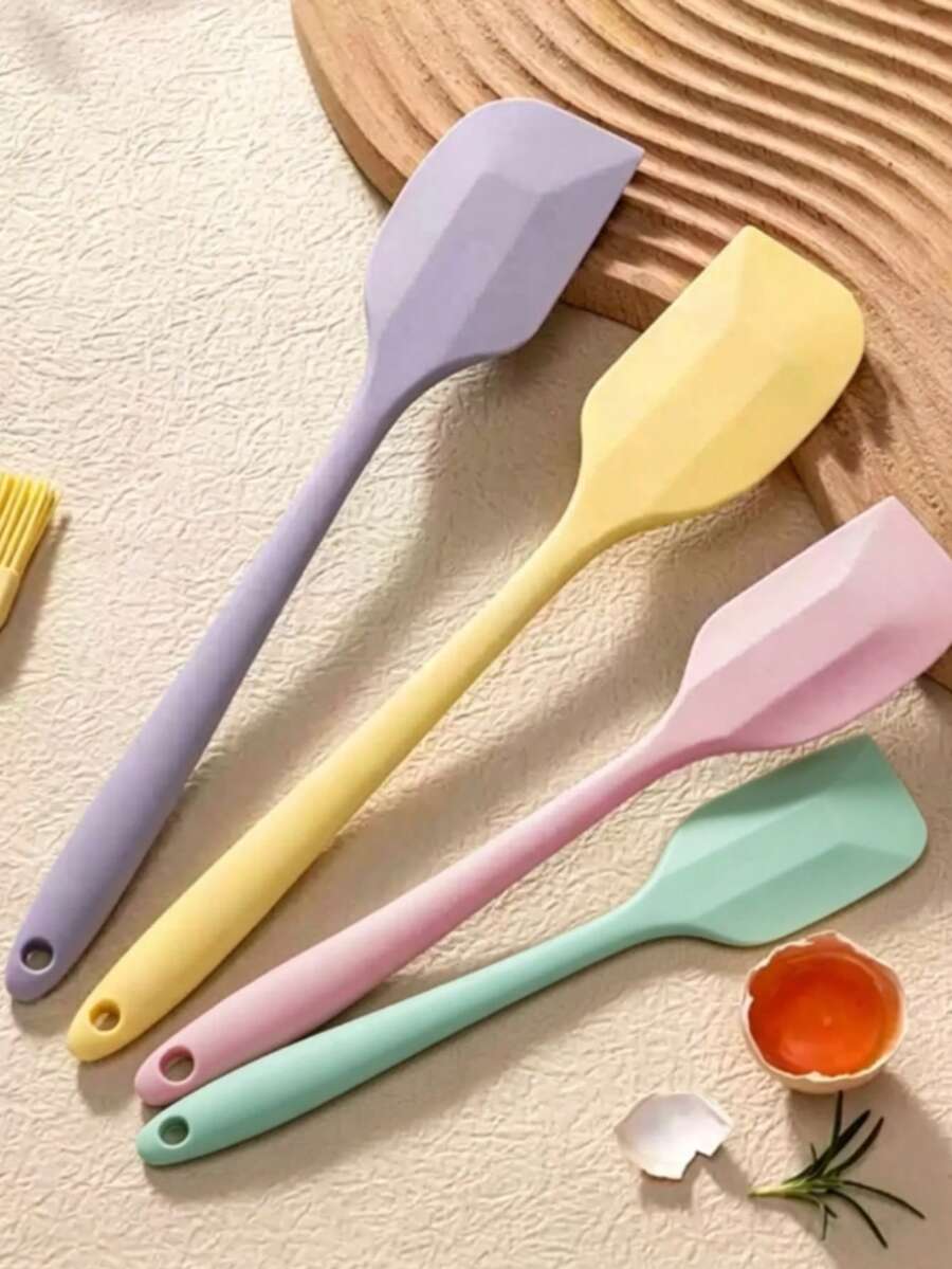 4pcs/1pc Cream Scraper Silicone Material Mayonnaise Small Scraper, Butter Scraper Baking Tool, Silicone Scraper, Heat-Resistant Non-Stick Small Scraper, Easy To Clean, Suitable For Home, Restaurant, Dessert Shop, Kitchen Baking Tool Set - Multicolor - View 1