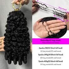 bling hair Extensions de cheveux naturels crochetées pour femmes – Mèches bouclées birmanes (pré-bouclées), style << plumes », nœuds invisibles Miracle Knots, couleur : noir naturel - Natural Black - Voir 3