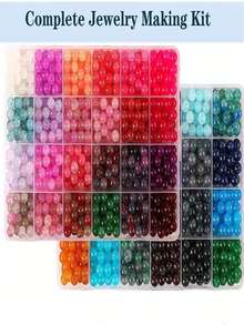 360pcs 8mm 24-Color Round Glass Beads, DIY Bracelet Making Kit, Jewelry Handmade Materials, Birthday Holiday Gift - A - View 3