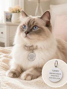 Etiqueta personalizada para mascotas, etiqueta redonda personalizada para mascotas con huella de pata de strass brillante, diseño de doble cara, la parte delantera con una exquisita huella de pata de strass con apariencia destacada, la parte trasera se puede grabar con láser con el nombre de la mascota, dirección, número de teléfono de contacto, material de acero inoxidable resistente al desgaste y sin decoloración, adecuado para gatos y perros, prevención efectiva de la pérdida de mascotas mientras añade decoración - Multicolor - Ver 2