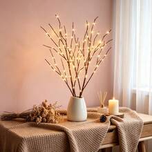 2pcs Simulated Branch Shaped LED Lights, Battery Powered, Artificial Small Branch Decorative Lights For Vase, Cold Color Decorative Lights, Room Bedside Lamp, Romantic Home Decor - Twig Lights - 查看 4