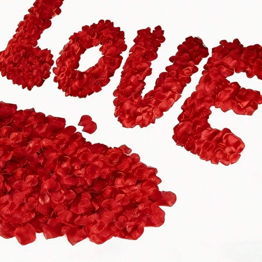 Red Artificial Rose Petals, Suitable For Wedding, Romantic Proposal Decoration, Flower Girl Table Decor, Party, Rose, Decorative Rose, Decorative Style, Party And Holiday Decoration, Valentine's Day Decoration, Valentine's Day And Mother's Day Decoration Gift - Red - View 1