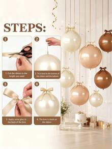 27pcs Bohemian Neutral Color 4D Foil Balloon Set, Cream Beige Khaki Giant Round Foil Balloons With Satin Ribbon, 22 Inch Ceiling Decoration, Suitable For Anniversary Birthday Wedding Holiday Party Decor - Multicolor - View 7