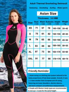 HISEA Women's 3.0mm Thick Integrated Diving Swimsuit, Adult Long Sleeve Warm Anti-Cold Swimwear, Water Sports Casual Surfing Suit - Hot Pink - View 10