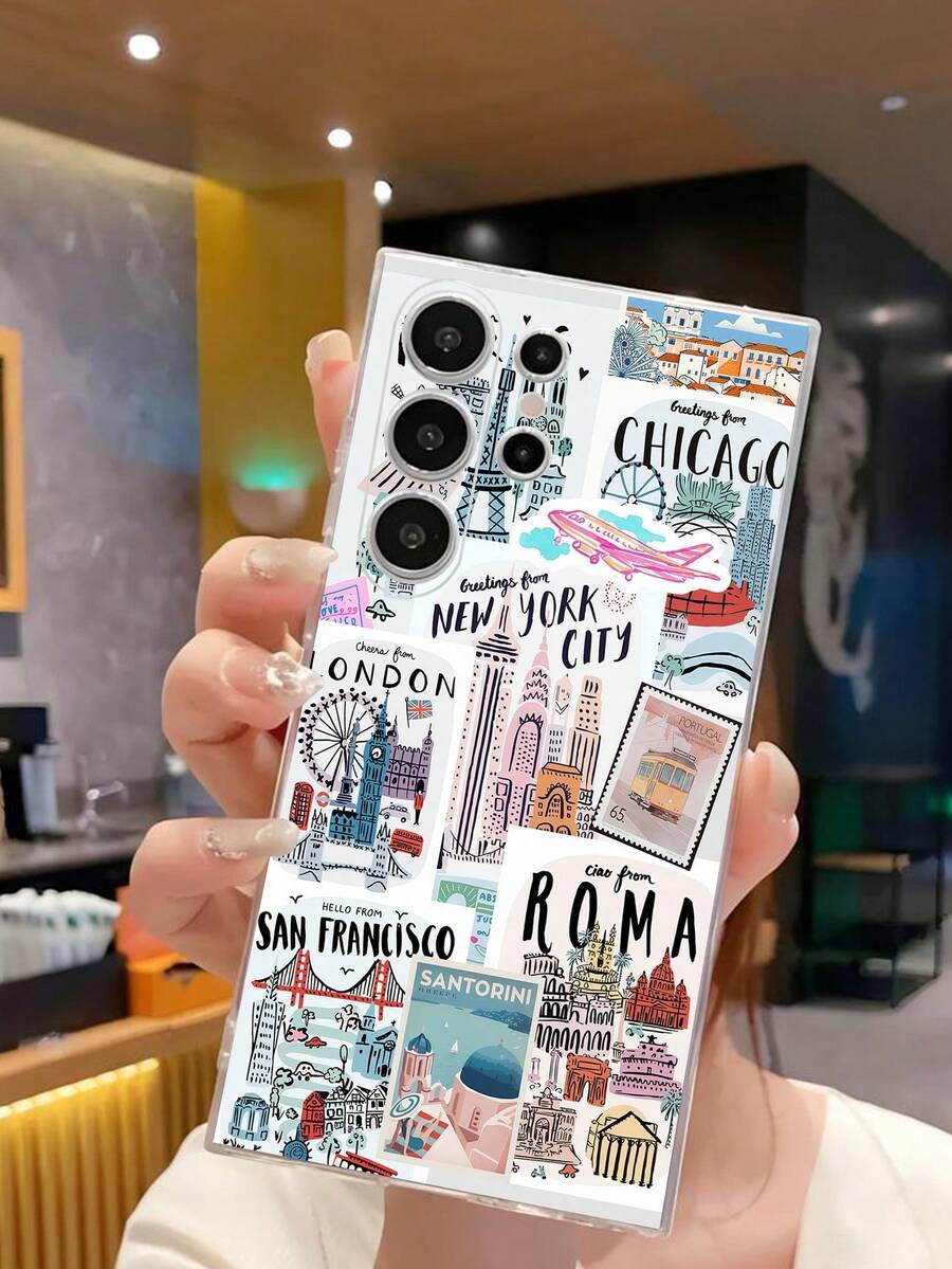 1件粉色飛機世界旅行地圖軟保護手機殼，相容於 Honor、Galaxy A04e/12/A13/A14/A34/A50/A52/A53/A54/S21/S22/S23/S24/S25/S25Ultra/S25FE/S26/S26 PLUS/S26 ULTRA/S26 EDGE/6A/7A/8A/12T/13T/15T/15 TPRO，[國際版，非本地版] - 無色 - 查看 1