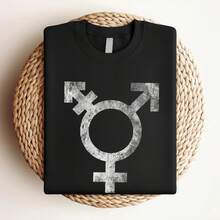 Women's T-Shirt With Print TRANSGENDER SYMBOL T-SHIRT Transgender Bigender Genderqueer Rights Transsexual - Black - View 3