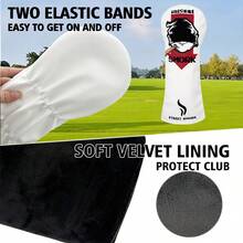 Street Style Embroidered Golf Wood Headcover, Black And White Colors Available, Eye-Catching Design, Golf Protective Cover - White - View 5