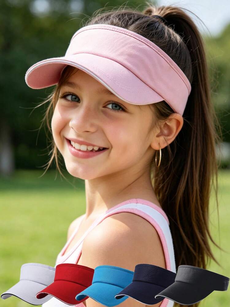 1pc Adjustable Brim Kids Sun Hat, Unisex UV Protection Cap, Solid Color, Suitable For Sports, Tennis, Golf, Running, Baseball And Other Occasions, Good Sun Protection Effect - Multicolor - View 1