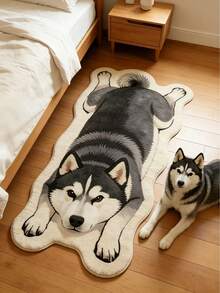 1pc Husky Puppy Floor Mat, Living Room Rug, Carpet, Living Room Area Rug, Small Area Rug, Mat, Home Decor, Large Living Room Rug, Round Rug, Living Room Home Decor, Room Decor, Washable Rug, Graduation Season Gift - Husky - View 3