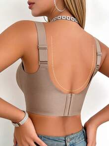 Lilivine Women's Seamless Bra - Adjustable Straps, Wireless Support, Suitable For Daily Wear, Super Soft & Breathable Fabric - Brown - View 7