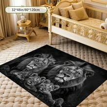 Cashmere-Like Black And White Lion Illustration Pattern Printed Outdoor Rugs, Exquisite Cozy Carpets In Diverse Styles. Suitable For Home, Outdoor, Malls & Cafes, Machine Washable, Various Sizes Available. - A - View 9