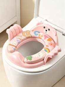 Bear & Frog Shaped Baby Toilet Seat Ring With Anti-Slip Armrests And Soft Cushion, Unisex Baby Home Toilet Training Seat - Multicolor - View 2