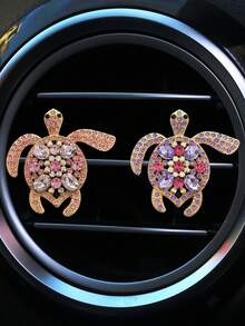 1 pieza/2 piezas Decoración de Tortuga Marina de Aleación con Cristales de Colores para Rejilla de Ventilación del Coche, Accesorios de Decoración para Salida de Aire del Interior del Coche, Ornamento del Interior del Coche - A - Ver 4