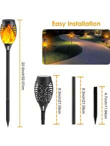 2/6/8pcs Solar Flame Lights, 12LED Solar Torch Lights, Waterproof Pathway Lights With Auto On/Off Sensor, Ideal For Lawn, Yard, Garden, Patio, Walkway, Corridor, Outdoor Decor, Party And Wedding - Flame Lamp - View 10