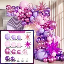 Conjunto de Arco de Guirlanda de Balões Rosa & Roxo, Inclui Balões de Folha Metálica com Lantejoulas em Forma de Coração e Balões de Látex, Adequado para Aniversário de Mulher, Chá de Noiva, Chá de Bebé, Decoração de Festa de Casamento - Conjunto rosa-arroxeado - Ver 13