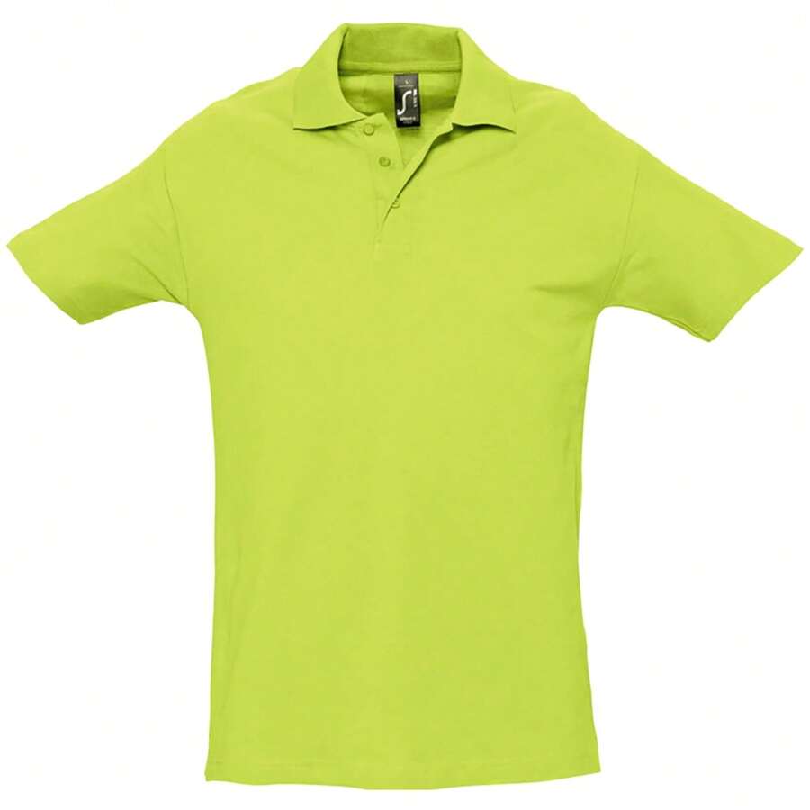 SOLS Mens Spring II Short Sleeve Heavyweight Cotton Polo Shirt - Apple Green - View 1