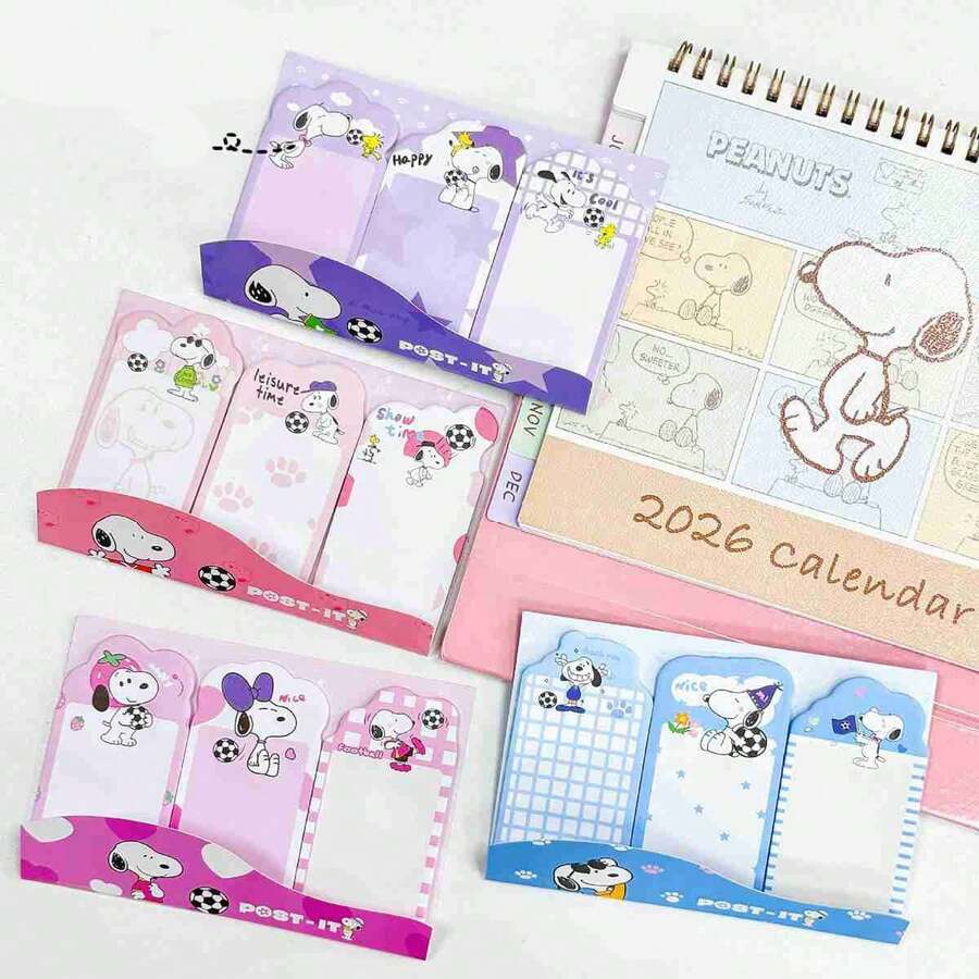 1入 2026新款 Snoopy 黏貼便條紙,適合日常記錄、標記重點與提醒訊息,通用於學習與辦公,開學必備禮物,精緻小禮驚喜小物(隨機款式) - 彩色 - 查看 1