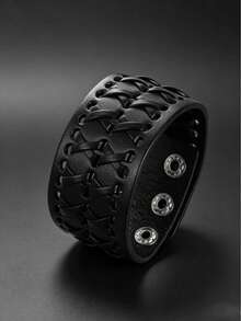 1pc Casual Fashion Black Braided Leather Bracelet For Men, Daily Sports Commute Exquisite Hand Accessory, Perfect Gift For Men - B628 - View 1