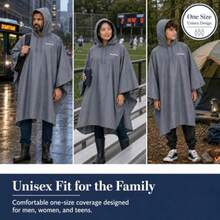 Brookstone Rain Poncho - Lightweight Reusable Waterproof Hooded Travel Rain Gear Poncho For Men And Women - As Pic - View 2