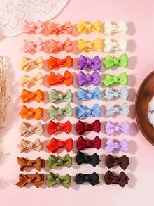 Juego de 10 piezas/40 piezas/60 piezas de pinzas para el cabello acanaladas hechas a mano para niñas, pasadores de mariposa de unicolor, adecuados para uso diario. - Multicolor - Ver 4