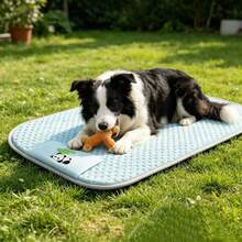 Cooling Dog Bed Mat, Breathable Ice Silk Pet Cooling Pad With Cute Panda Pattern, Washable Non-Slip Summer Sleeping Cushion For Small Medium Dogs & Cats - Green - View 6