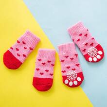 4 Pairs Dog Socks Anti-Slip Bottom Anti-Dirt Anti-Scratch Pet Foot Covers Indoor Warm Shoes Socks For Small Dogs - Multicolor - View 20