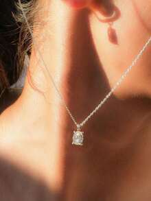 1 buah Kalung Liontin Kristal Tunggal Oval, Cocok untuk Wanita, Bahan Perak Sterling 925, Hadiah Perhiasan yang Indah - Bulat telur - View 5