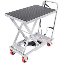 Hydraulic Lift Table Cart, 500lbs Capacity 28.5" Lifting Height, Manual Single Scissor Lift Table With 4 Wheels And Non-Slip Pad, Hydraulic Scissor Cart For Material Handling, Gray-XY789103 - Default - View 1