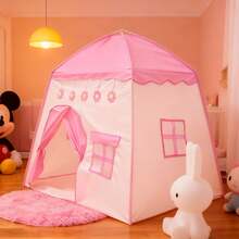 Cute Pink Flower Kids Play Tent, Foldable Princess Castle Playhouse With Windows, Breathable Fabric, Indoor/Outdoor Use, Easy Setup, For Bedroom Decor, Playtime & Birthday Gifts, Suitable For Girls - Pink Flower House - View 1