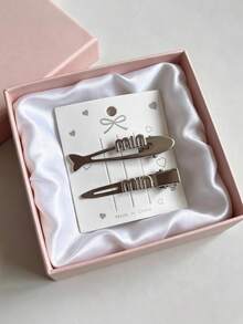 4pcs/Set Silver Letter Mini Alloy Hair Clips, Combination Set, Cool Style Niche Design Premium Side Bang Clips, Versatile Alligator Hair Clips,Claw Clips - Silver - View 2